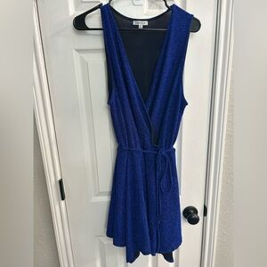 White birch blue sparkle size XL wrap dress sleeveless cocktail mini